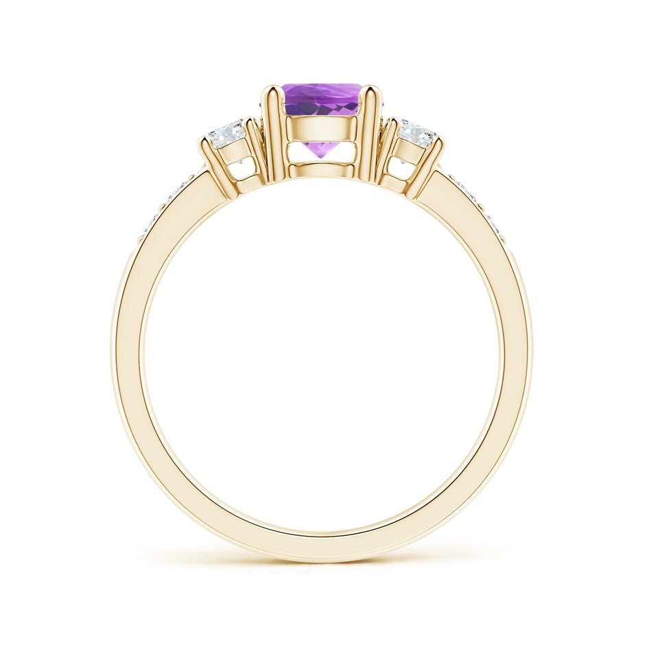 6mm AAA Three Stone Amethyst and Diamond Ring in 18K Yellow Gold side 199