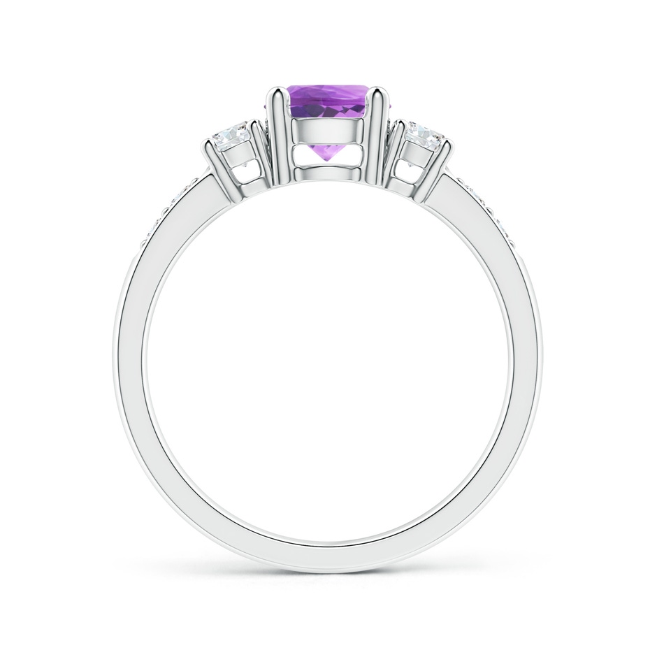 6mm AAA Three Stone Amethyst and Diamond Ring in White Gold side 199