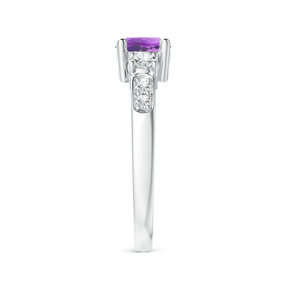 6mm AAA Three Stone Amethyst and Diamond Ring in White Gold side 299