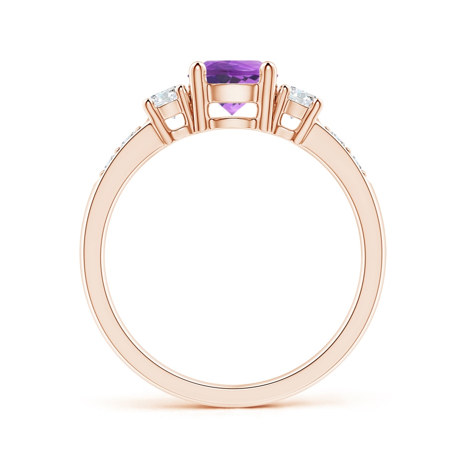 6mm AAAA Three Stone Amethyst and Diamond Ring in 18K Rose Gold side 199