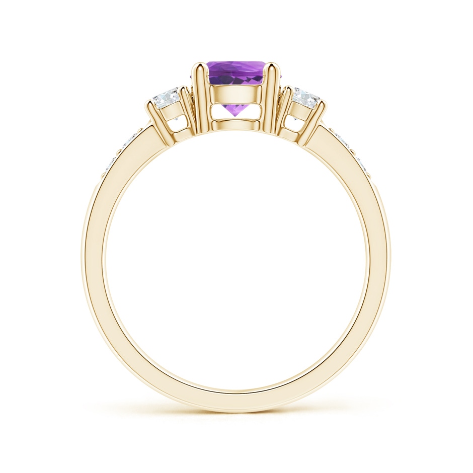 6mm AAAA Three Stone Amethyst and Diamond Ring in 18K Yellow Gold side 199