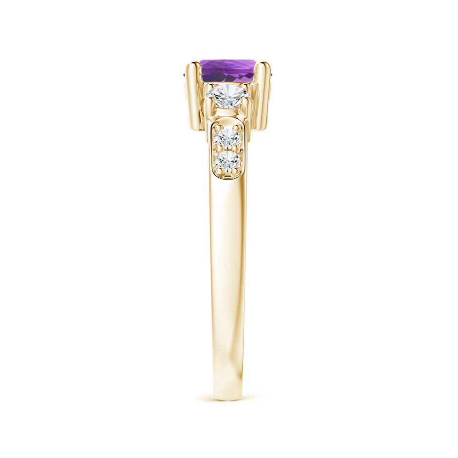 6mm AAAA Three Stone Amethyst and Diamond Ring in 18K Yellow Gold side 299