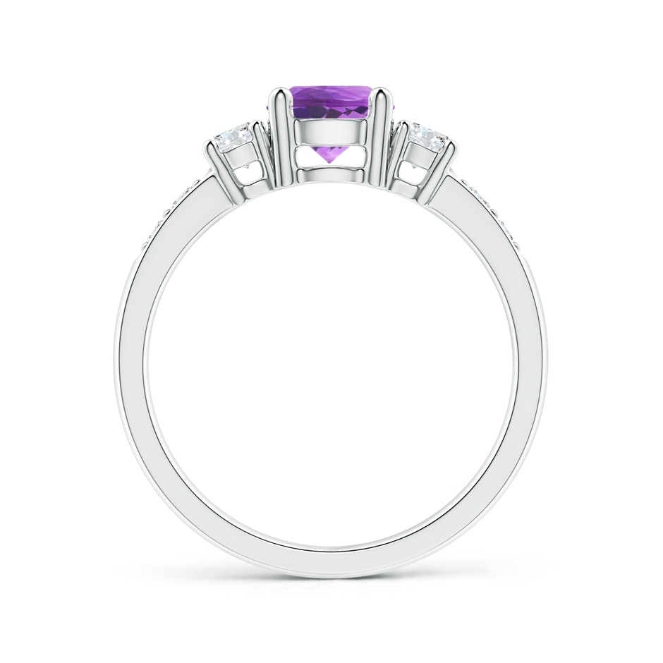 6mm AAAA Three Stone Amethyst and Diamond Ring in P950 Platinum side 199