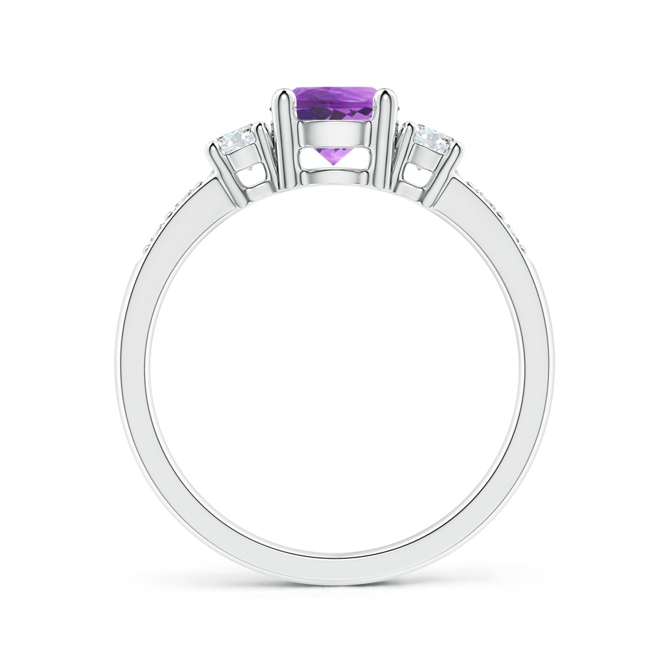 6mm AAAA Three Stone Amethyst and Diamond Ring in White Gold side-1