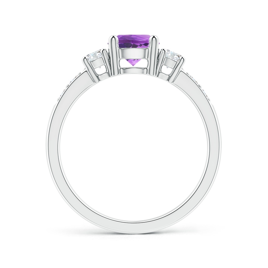 6mm AAAA Three Stone Amethyst and Diamond Ring in White Gold Side-1