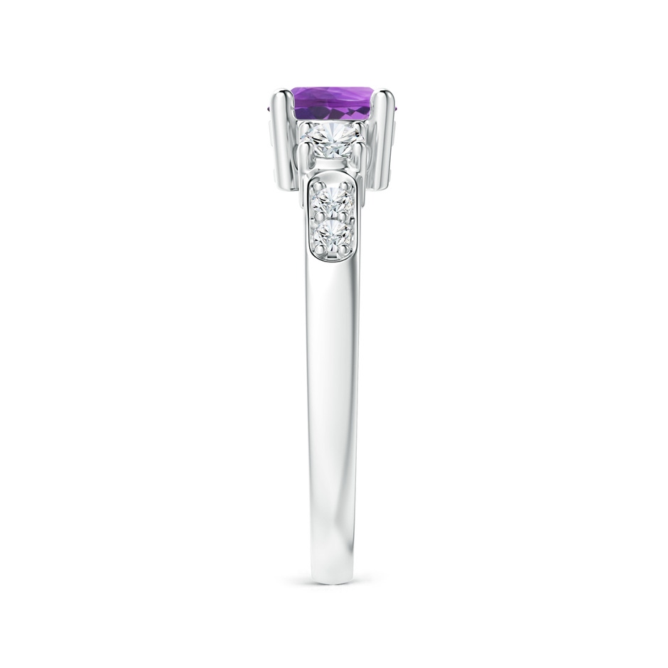 6mm AAAA Three Stone Amethyst and Diamond Ring in White Gold side-2