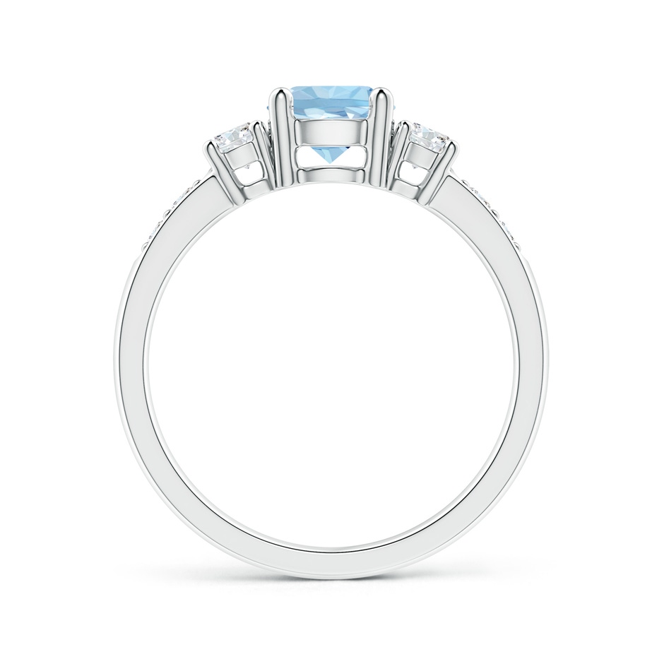 6mm AAA Three Stone Aquamarine and Diamond Ring in White Gold side-1