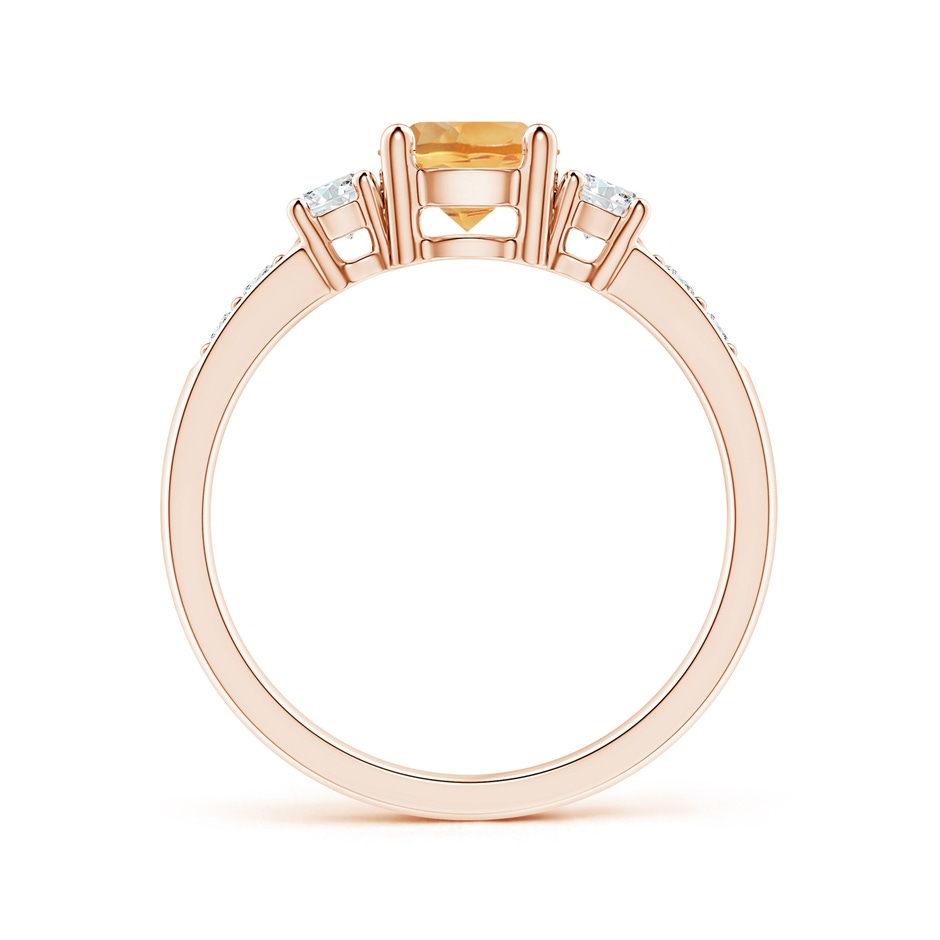 6mm A Three Stone Citrine and Diamond Ring in Rose Gold Side-1