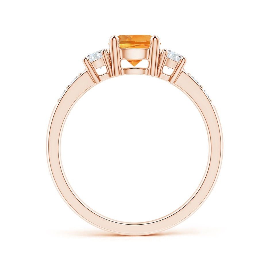 6mm AAA Three Stone Citrine and Diamond Ring in Rose Gold Side-1