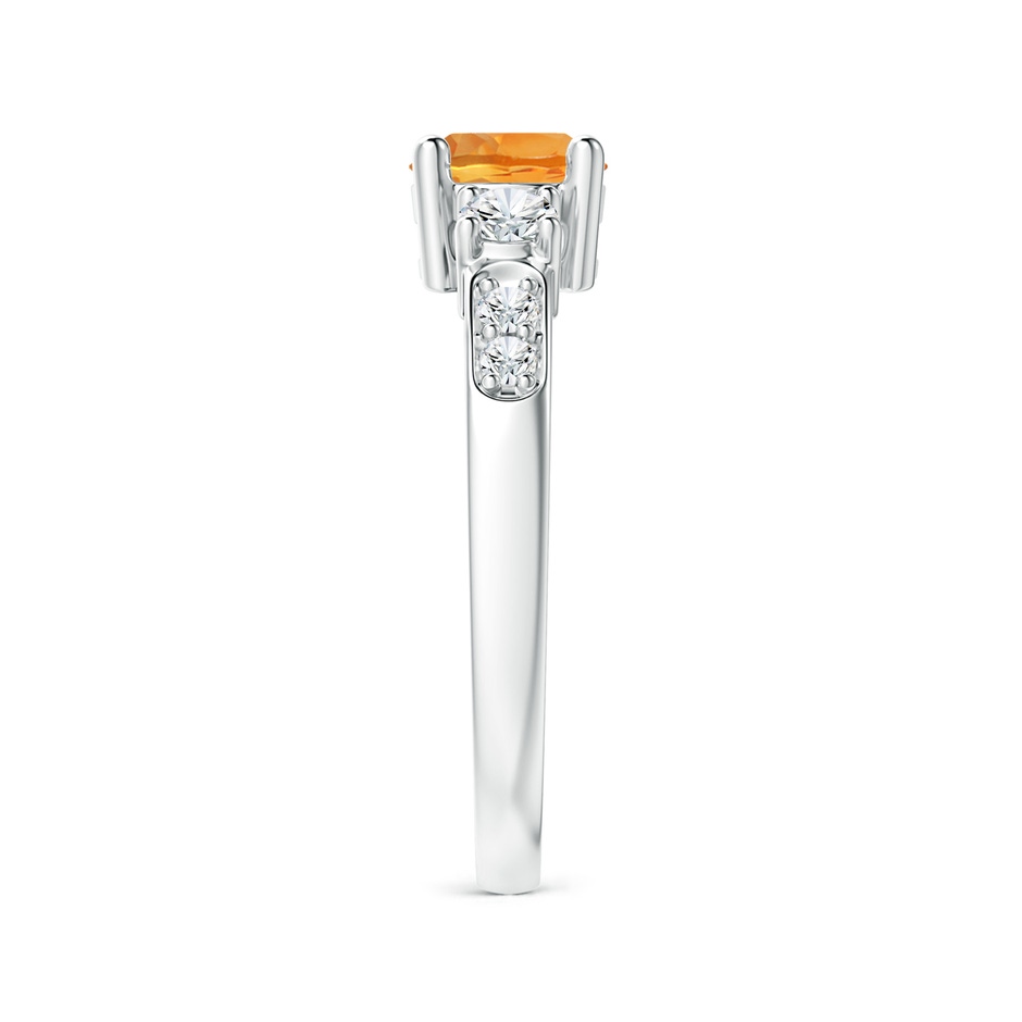 6mm AAA Three Stone Citrine and Diamond Ring in White Gold side-2