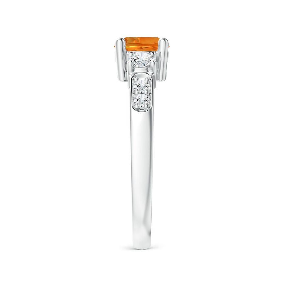 6mm AAAA Three Stone Citrine and Diamond Ring in P950 Platinum Side-2