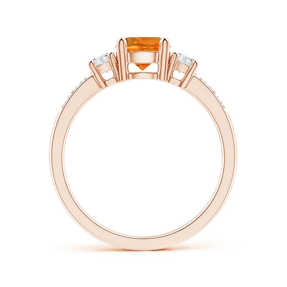6mm AAAA Three Stone Citrine and Diamond Ring in Rose Gold Side-1