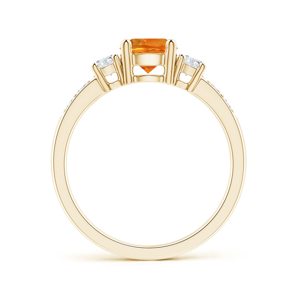 6mm AAAA Three Stone Citrine and Diamond Ring in Yellow Gold Side-1