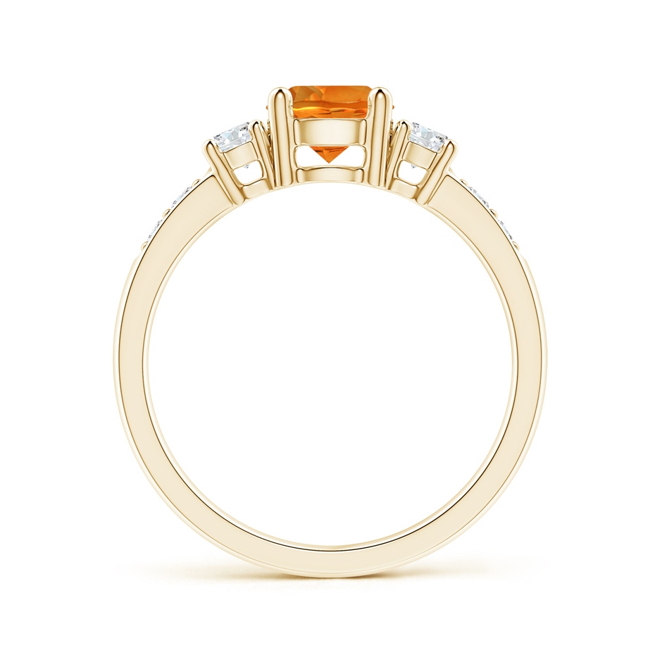 6mm AAAA Three Stone Citrine and Diamond Ring in Yellow Gold side-1