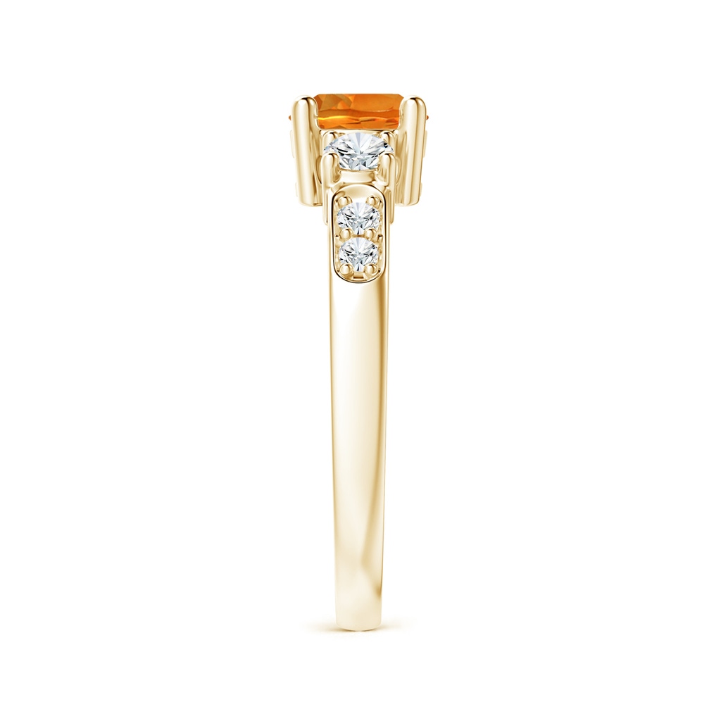 6mm AAAA Three Stone Citrine and Diamond Ring in Yellow Gold Side-2