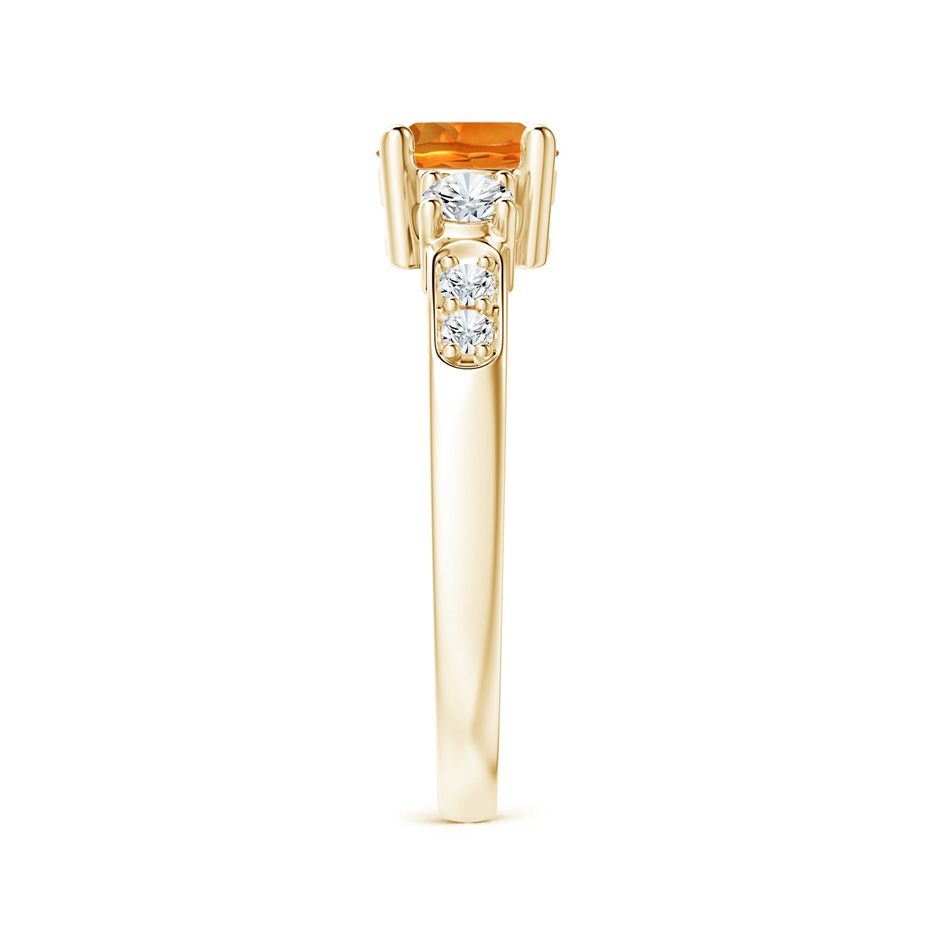 6mm AAAA Three Stone Citrine and Diamond Ring in Yellow Gold side-2