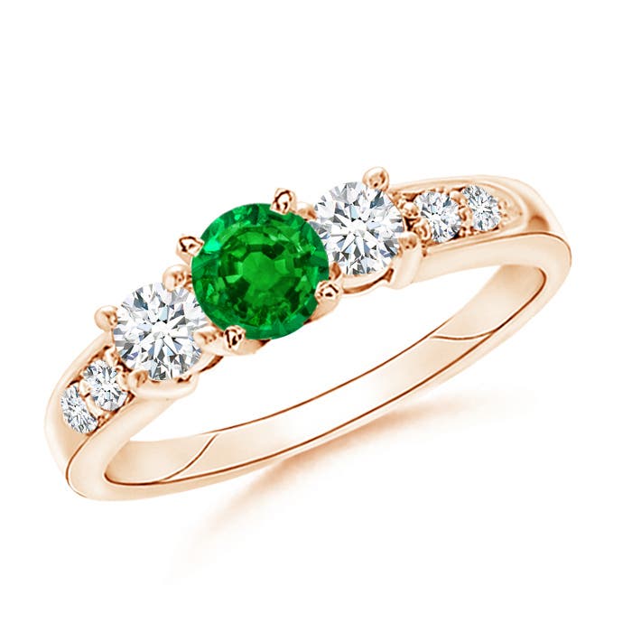 AAAA - Emerald / 1.08 CT / 14 KT Rose Gold