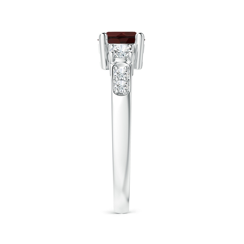 6mm A Three Stone Garnet and Diamond Ring in White Gold side-2