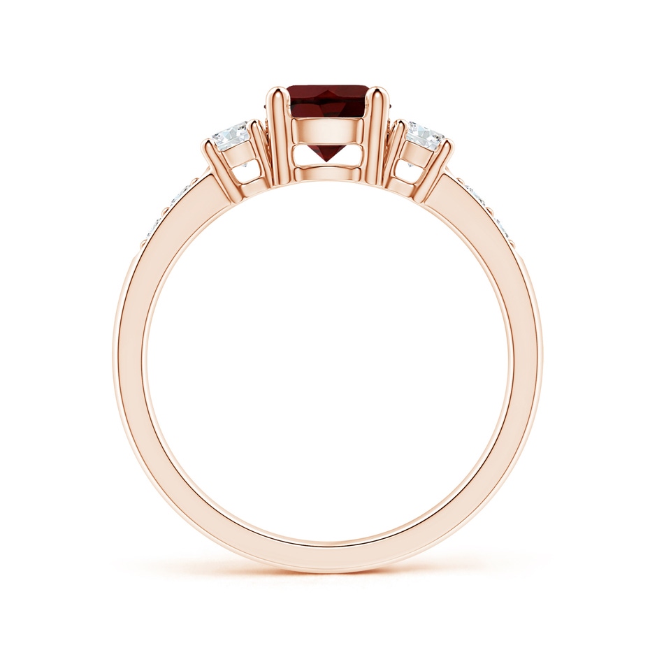 6mm AA Three Stone Garnet and Diamond Ring in Rose Gold side-1