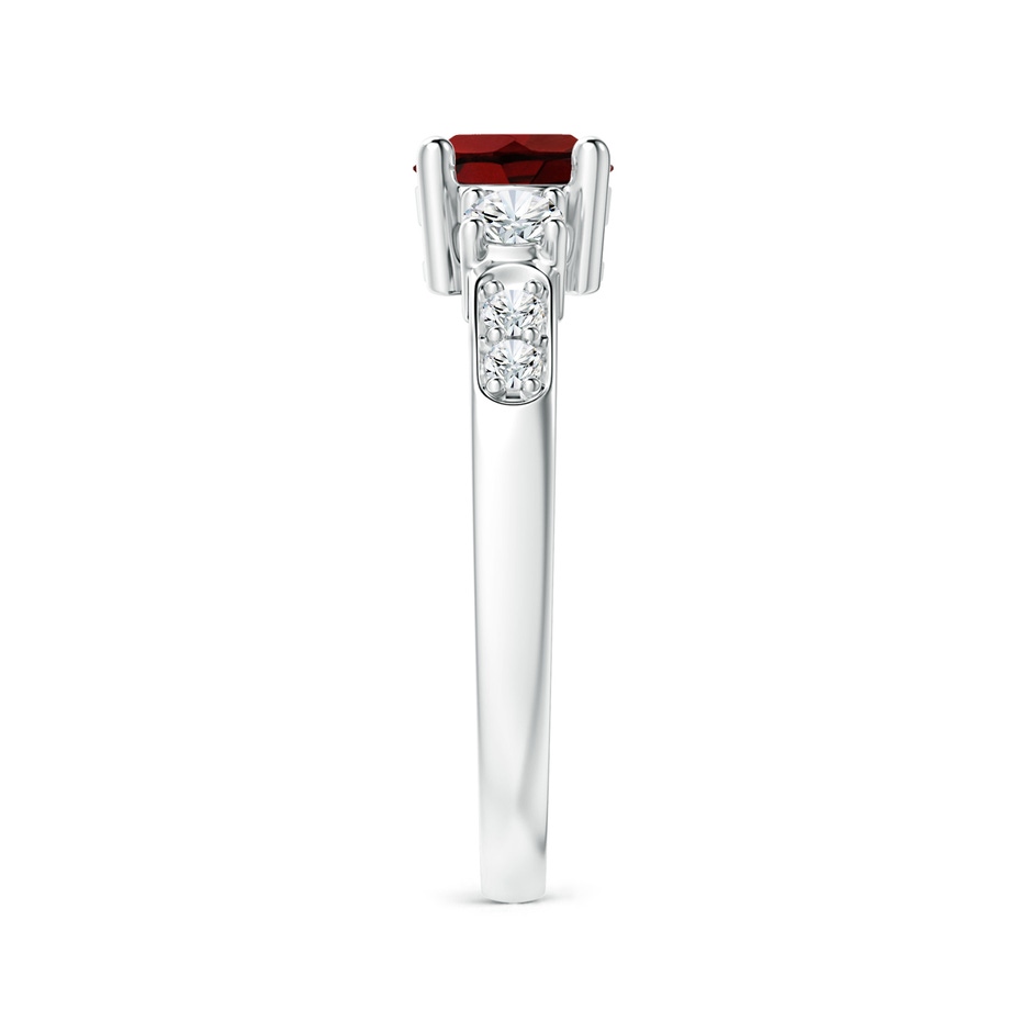 6mm AAA Three Stone Garnet and Diamond Ring in White Gold side-2