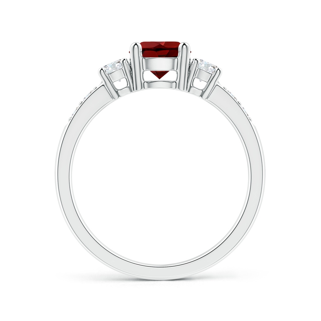 6mm AAAA Three Stone Garnet and Diamond Ring in White Gold - side_1
