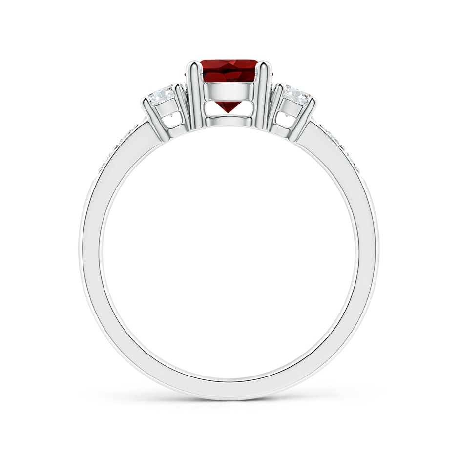 6mm AAAA Three Stone Garnet and Diamond Ring in White Gold side-1