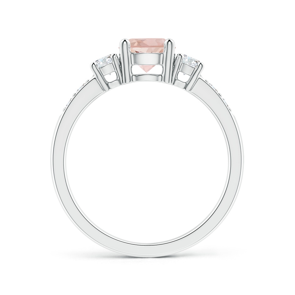 6mm AAA Three Stone Morganite and Diamond Ring in White Gold side-1