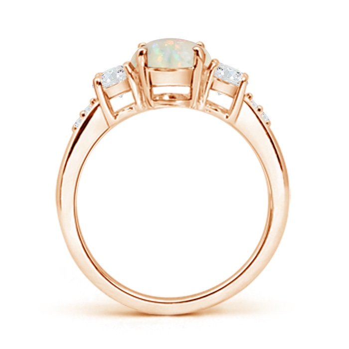 6mm AAA Three Stone Opal and Diamond Ring in 9K Rose Gold product image