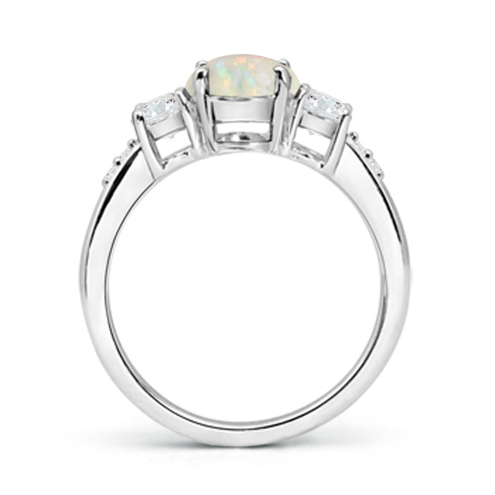 6mm AAA Three Stone Opal and Diamond Ring in 9K White Gold product image