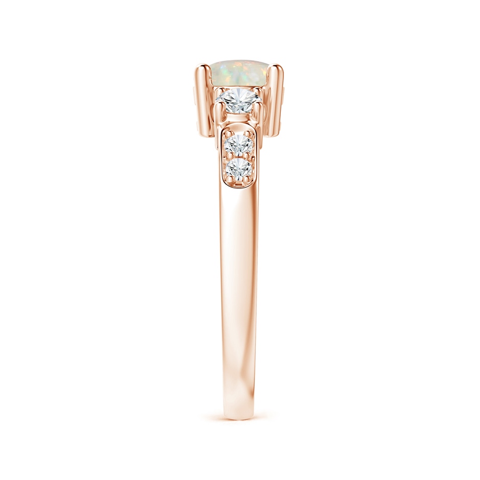 6mm AAA Three Stone Opal and Diamond Ring in Rose Gold side-2