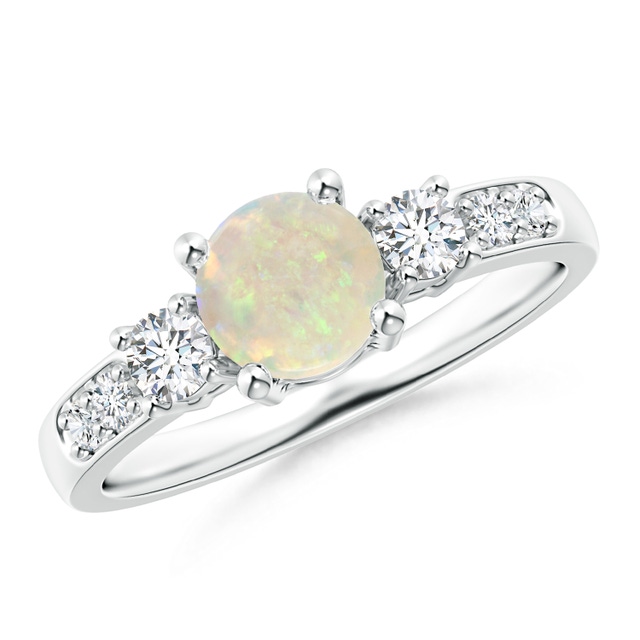 Classic Opal and Diamond Three Stone Engagement Ring | Angara