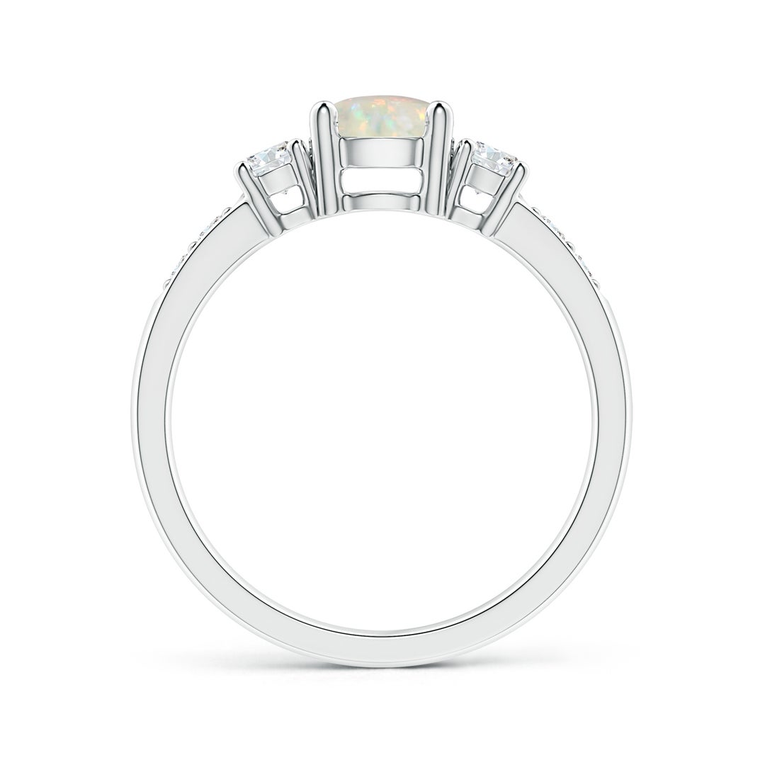 6mm AAA Three Stone Opal and Diamond Ring in White Gold - side 2
