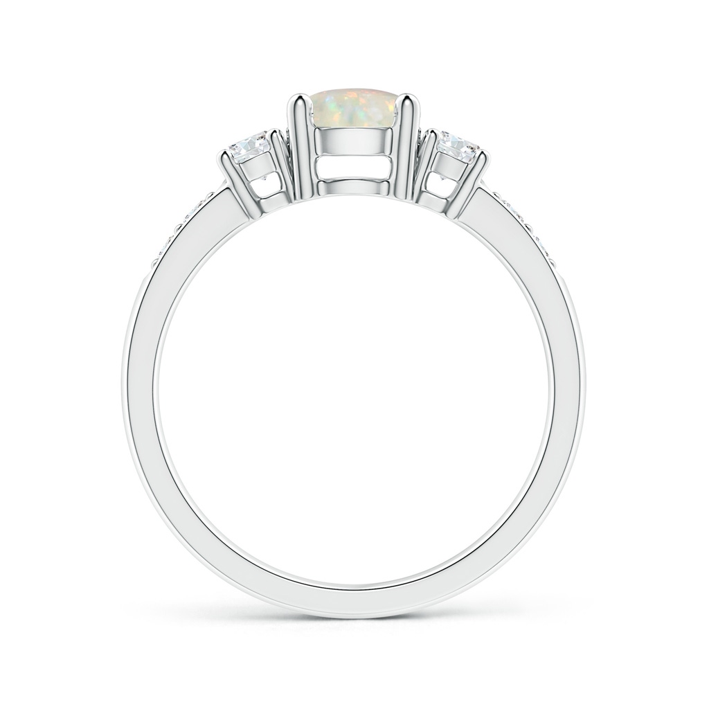 6mm AAA Three Stone Opal and Diamond Ring in White Gold - side_1