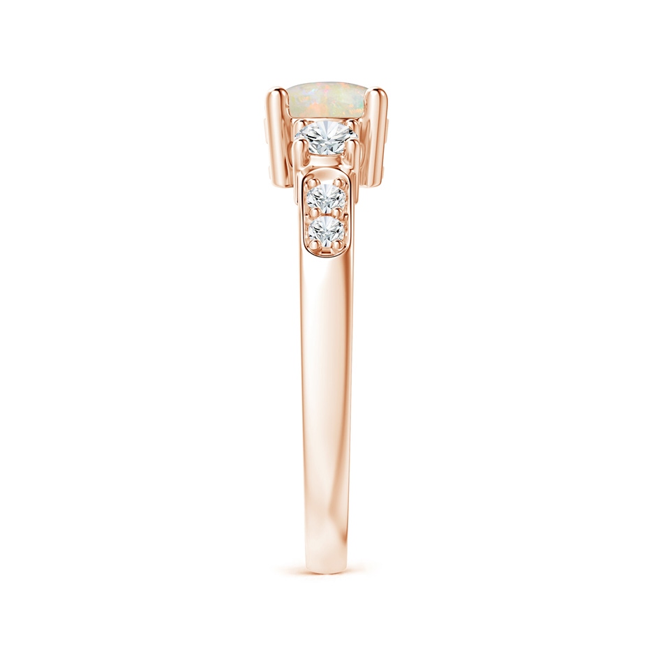 6mm AAAA Three Stone Opal and Diamond Ring in Rose Gold side-2