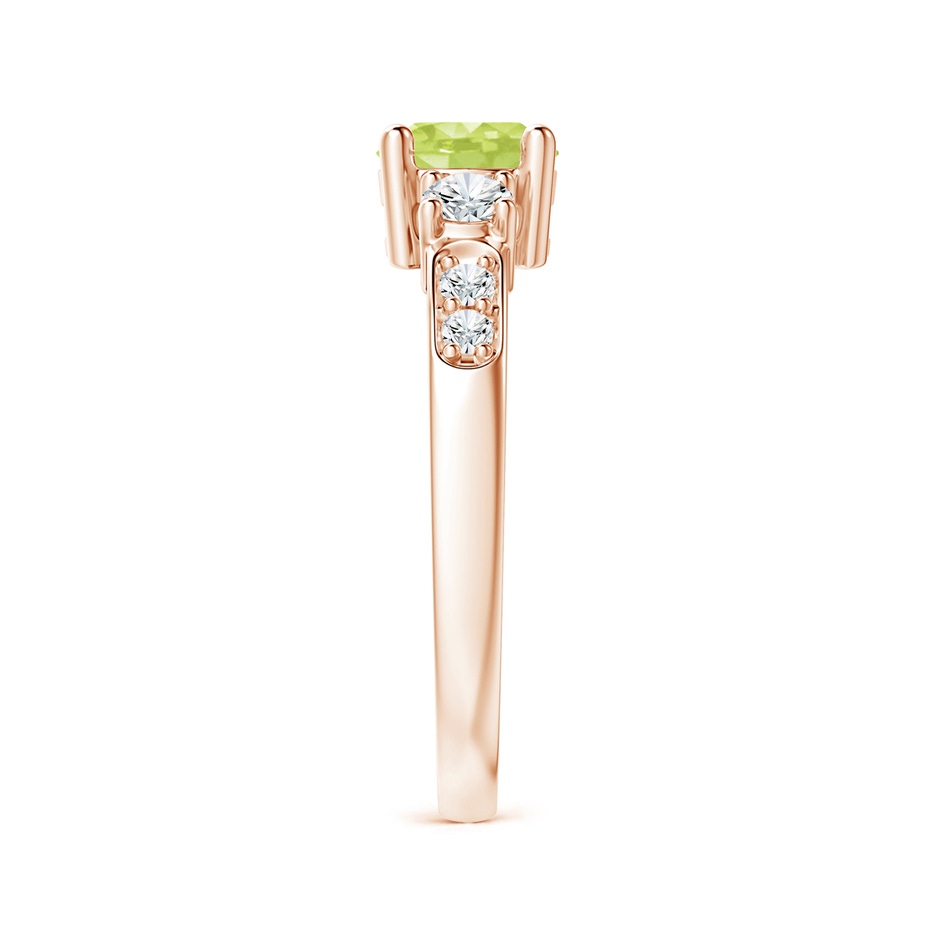 6mm A Three Stone Peridot and Diamond Ring in 18K Rose Gold side 299