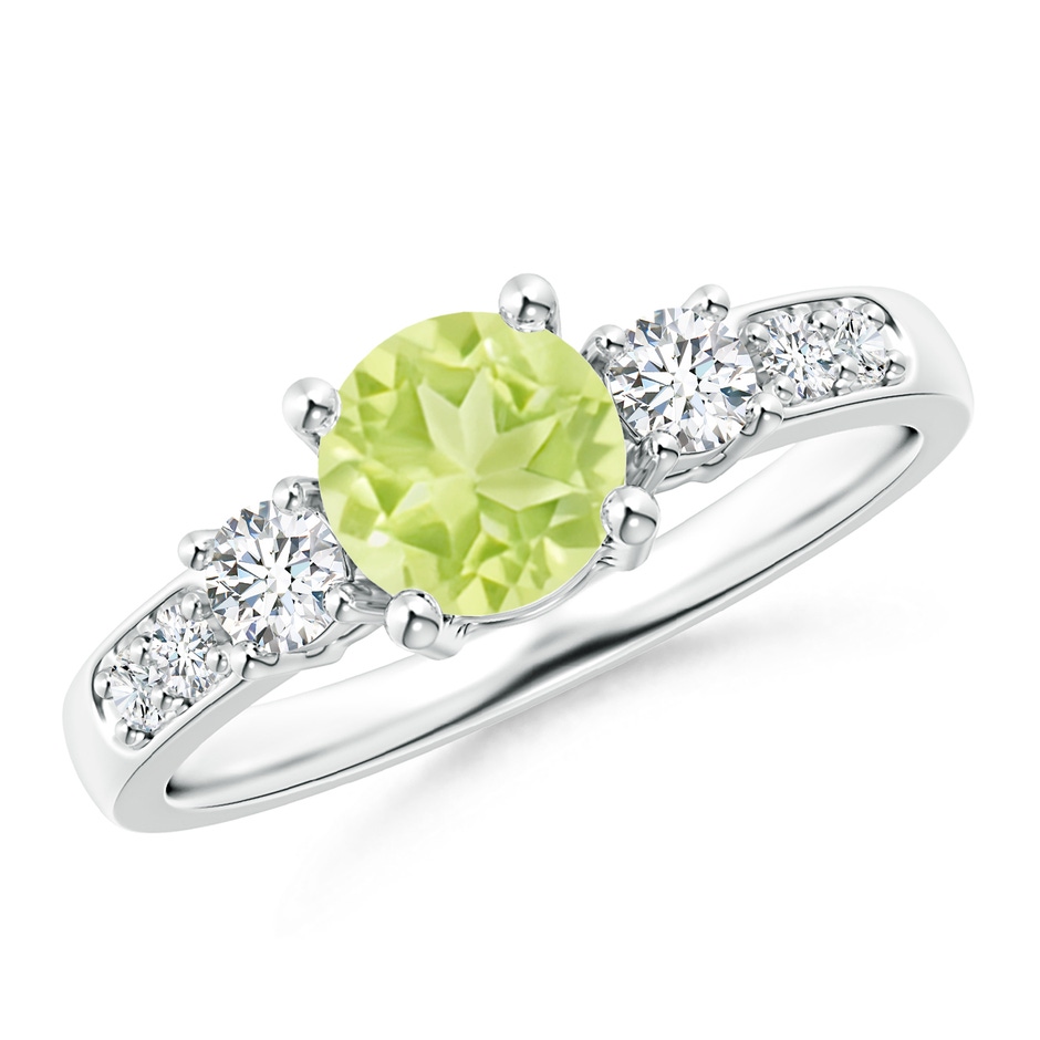 6mm A Three Stone Peridot and Diamond Ring in P950 Platinum 