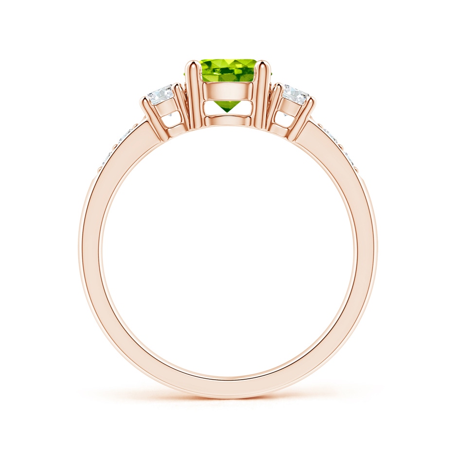 6mm AAA Three Stone Peridot and Diamond Ring in 18K Rose Gold side 199