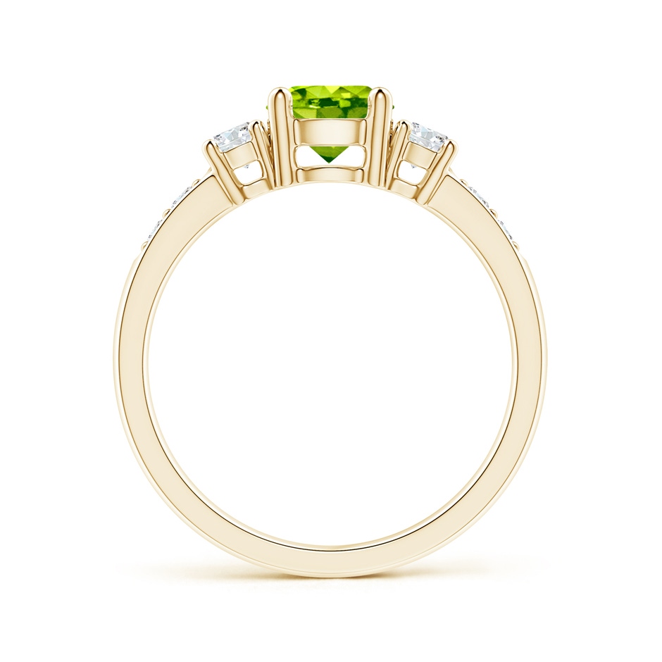 6mm AAA Three Stone Peridot and Diamond Ring in 18K Yellow Gold side 199