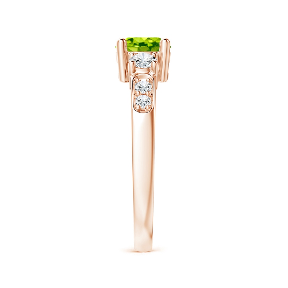 6mm AAA Three Stone Peridot and Diamond Ring in Rose Gold side 299