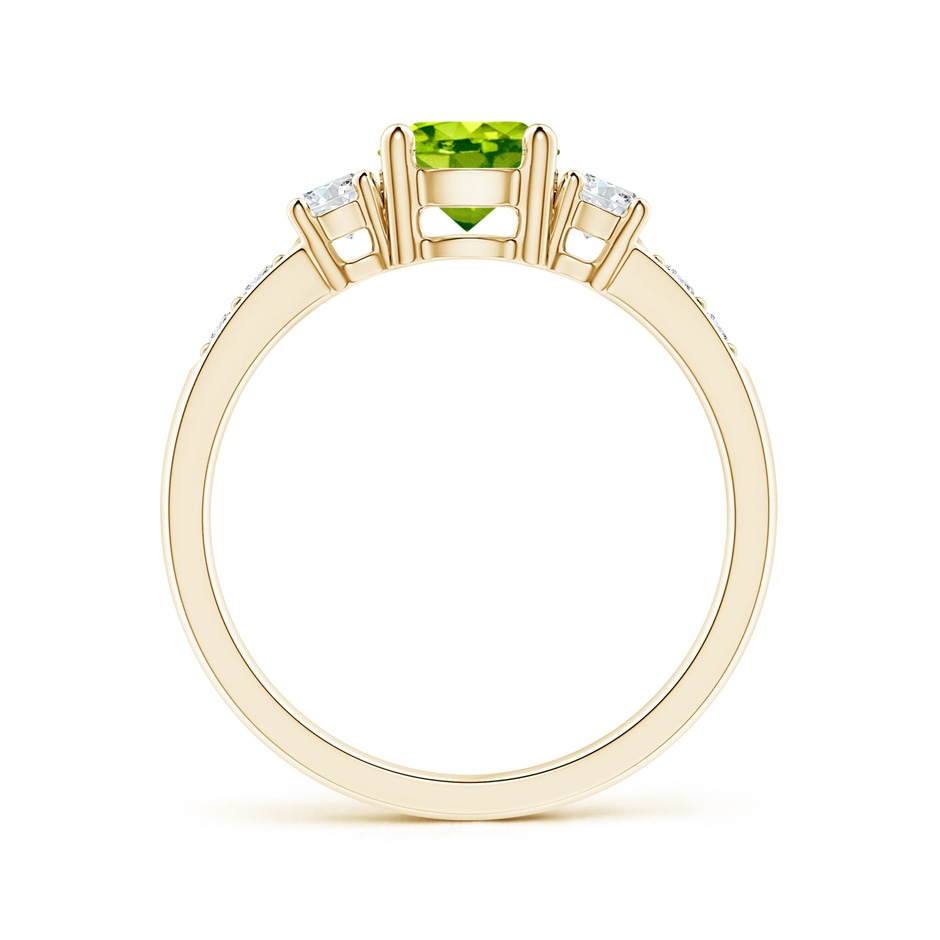 6mm AAA Three Stone Peridot and Diamond Ring in Yellow Gold side-1