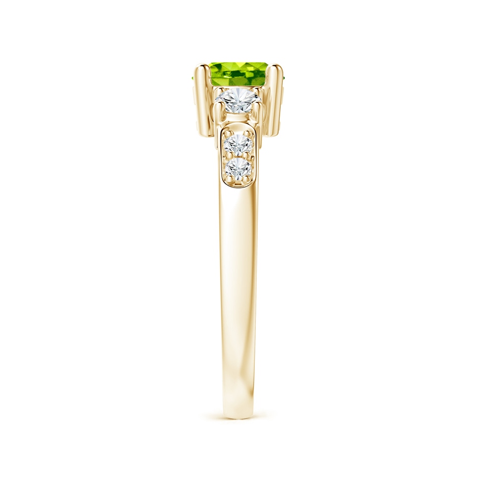 6mm AAA Three Stone Peridot and Diamond Ring in Yellow Gold side-2