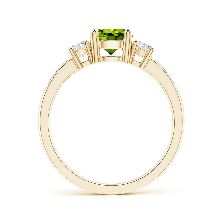 6mm AAAA Three Stone Peridot and Diamond Ring in 18K Yellow Gold side 199