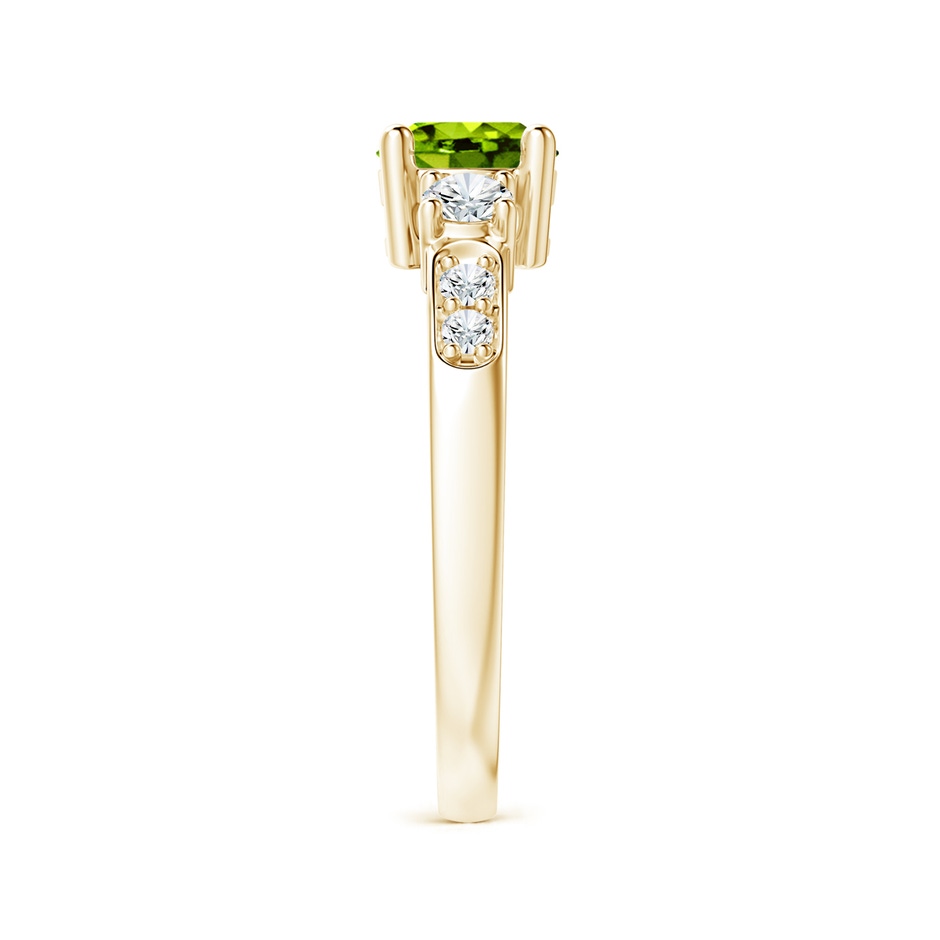 6mm AAAA Three Stone Peridot and Diamond Ring in 18K Yellow Gold side 299