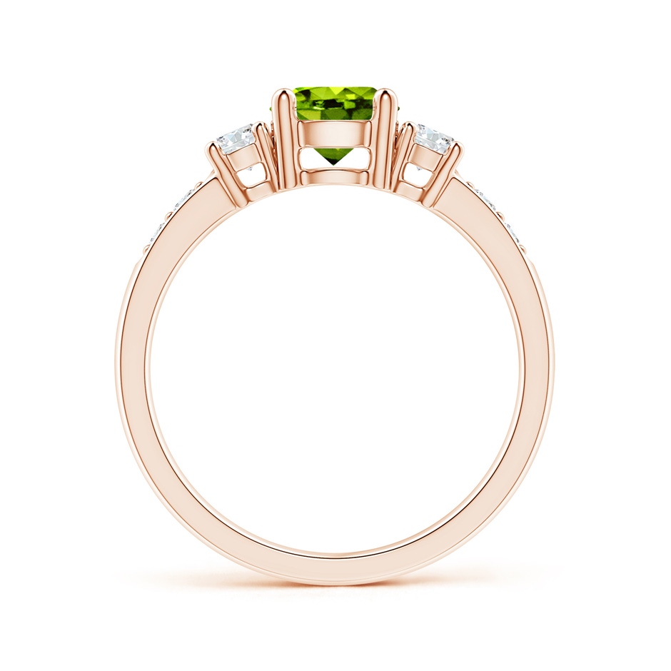 6mm AAAA Three Stone Peridot and Diamond Ring in Rose Gold side 199
