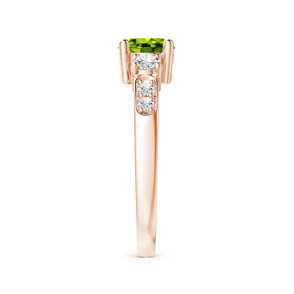 6mm AAAA Three Stone Peridot and Diamond Ring in Rose Gold side 299