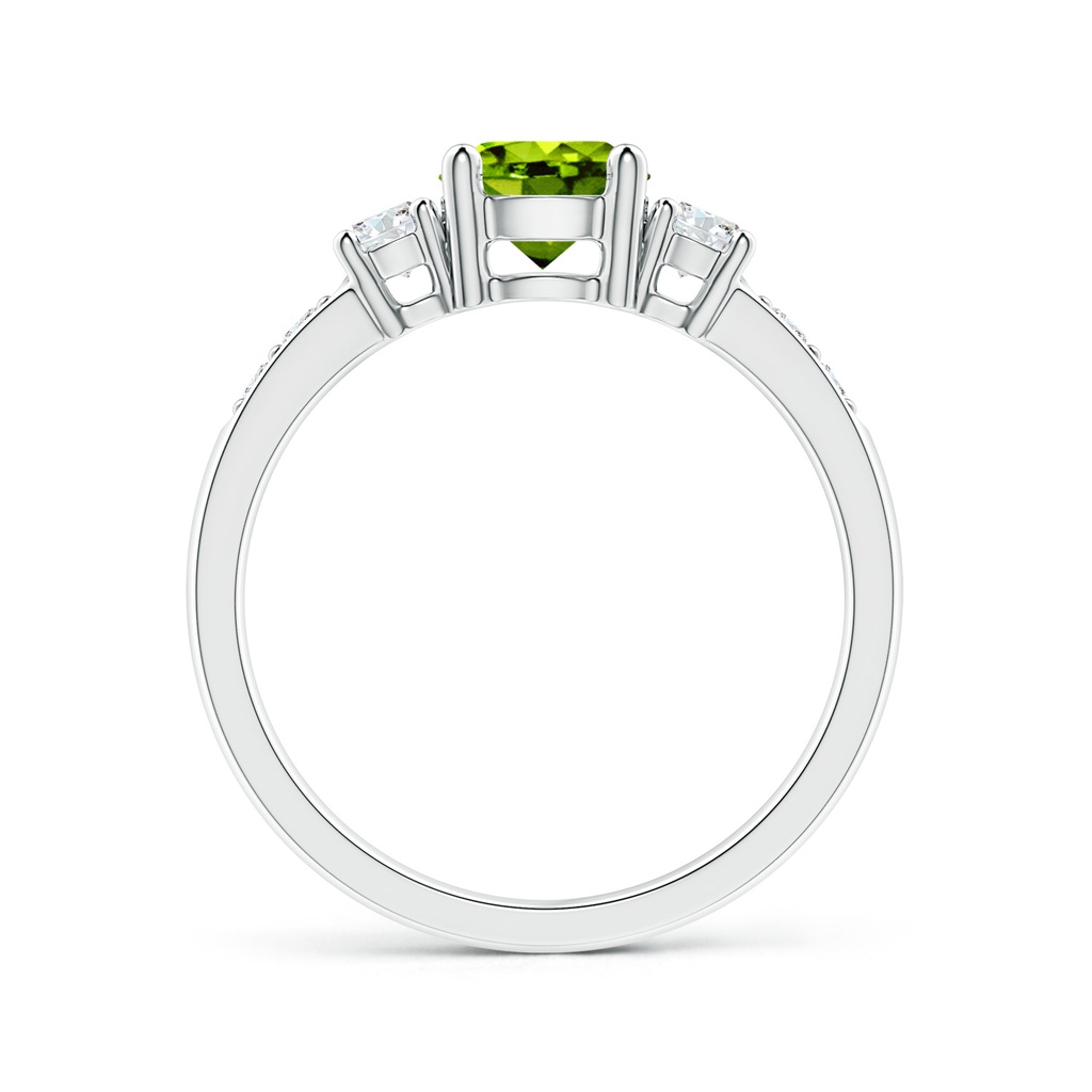 6mm AAAA Three Stone Peridot and Diamond Ring in White Gold Side-1