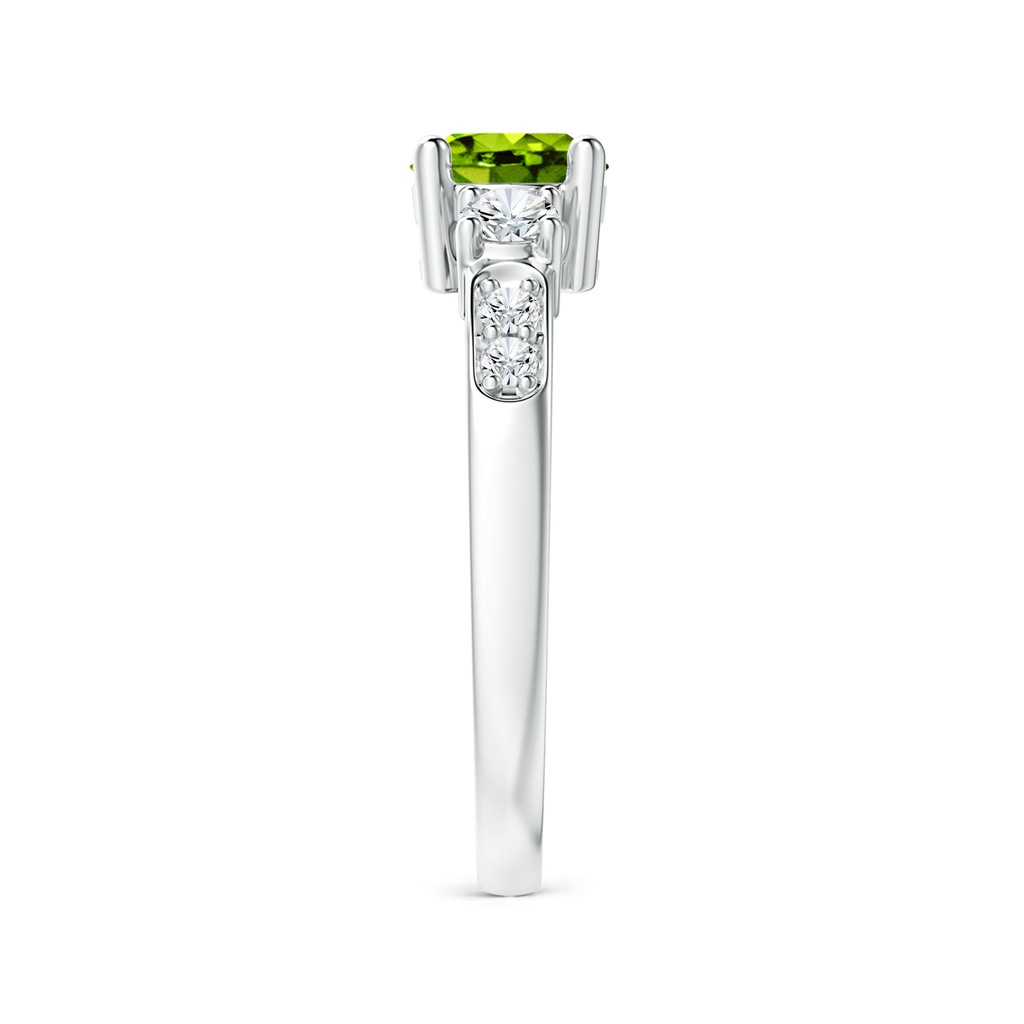6mm AAAA Three Stone Peridot and Diamond Ring in White Gold Side-2