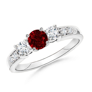 6mm AAAA Three Stone Ruby and Diamond Ring in P950 Platinum