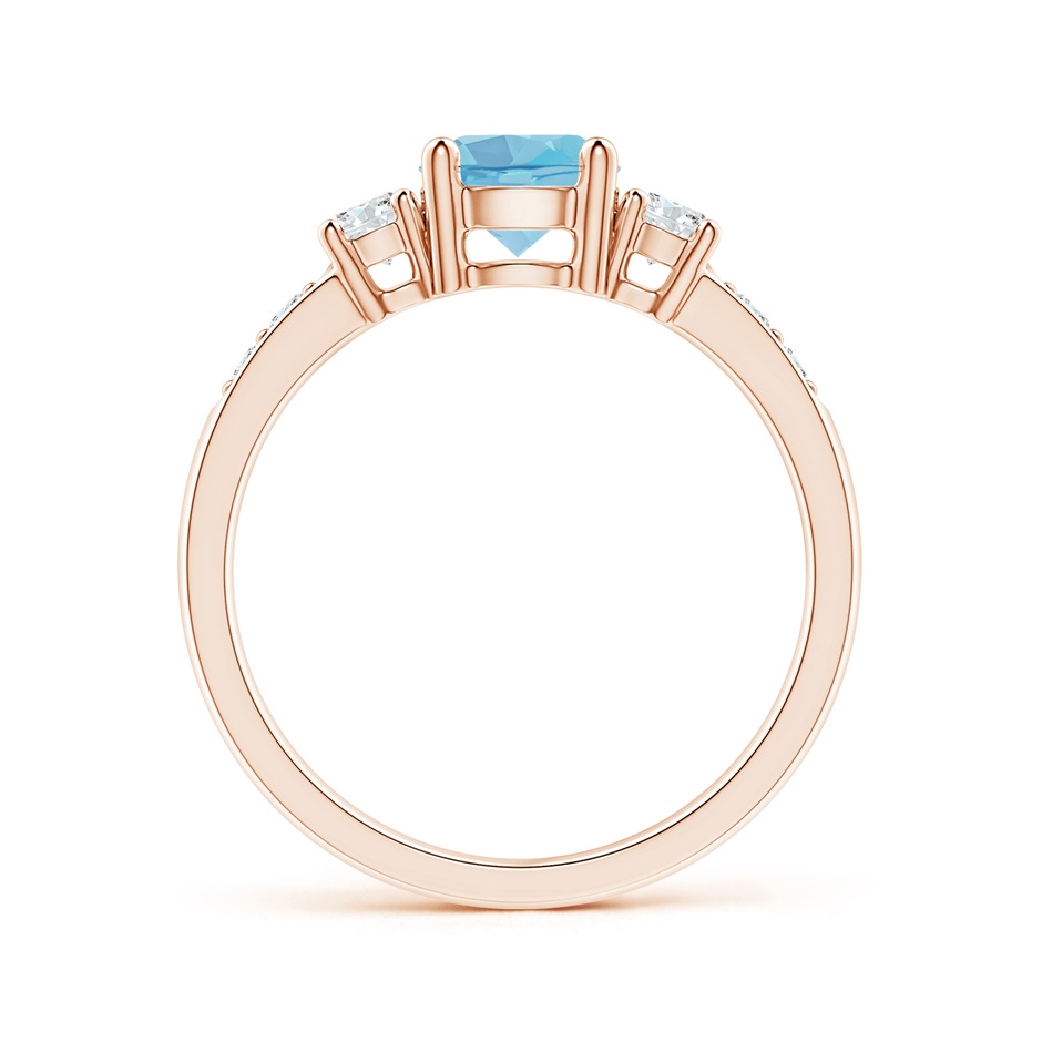 6mm A Three Stone Swiss Blue Topaz and Diamond Ring in Rose Gold side-1