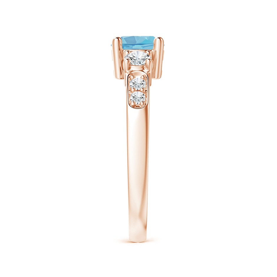 6mm A Three Stone Swiss Blue Topaz and Diamond Ring in Rose Gold side-2